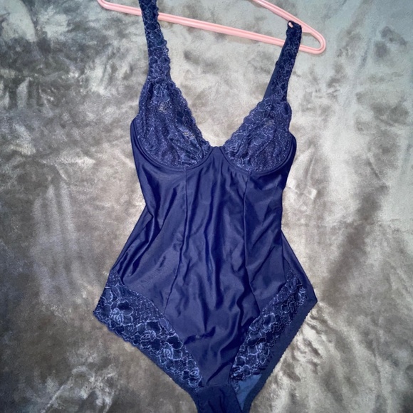 Nefer Teddy Body Suit. Made in Italy. Size 38D Dark Blue with snap crotch - Picture 2 of 16